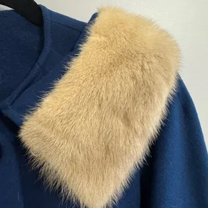 Vintage Kilgarnock Blue Wool Coat Genuine Fur Collar Mid Century‎ thumbnail 5