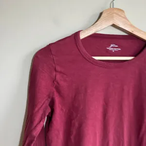 J.Crew Vintage Cotton Long Sleeve T-Shirt Size S Maroon Womens Slub Knit Tee thumbnail 2