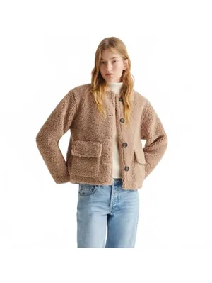 Mango Teen's Shearling-Effect Coat NWT Tan Teens Large thumbnail 6