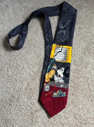 Vintage Disney Mickey Unlimited Corporate Profits Silk Necktie thumbnail 1