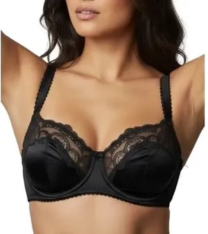 Skims Stretch Satin Lace Unlined Balconette Bra Onyx Size 42DD thumbnail 1
