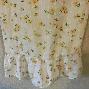 White with yellow floral mini dress, sweetheart, boho, festival, cottagecore thumbnail 5