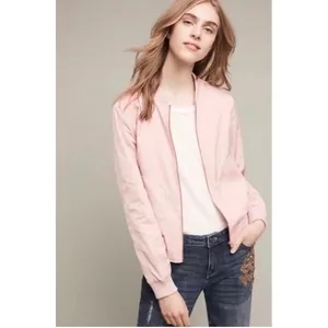 Anthropologie HEI HEI Journey Bomber Jacket Solid Light Pink Sporty Medium thumbnail 5