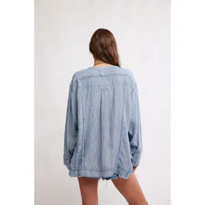 Free People Bohemian By The Shore Tunic Shirt Indigo Stripe Small Coastal thumbnail 6