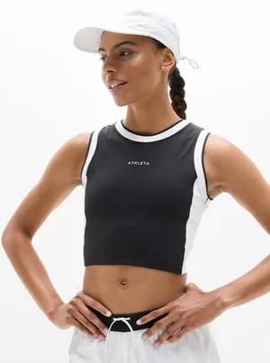 New Athleta M Power Serve Muscle Tank Medium Black Bright White thumbnail 1