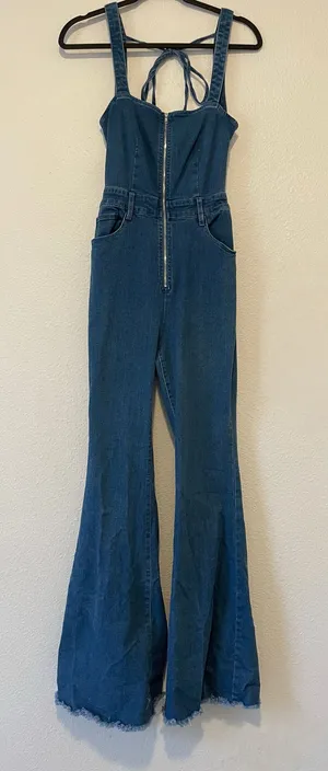 Windsor Made You Look Open Back Denim Jumpsuit thumbnail 1