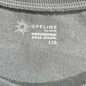 Offline by Aerie Green Seamless Cropped Short Sleeve Shirt Women’s Large thumbnail 4