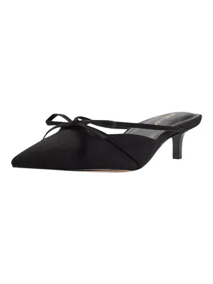 Marc Fisher Pointed Toe Faux Suede Kitten Heel Mules with Bow MFFLORIN3 Black 9M thumbnail 10