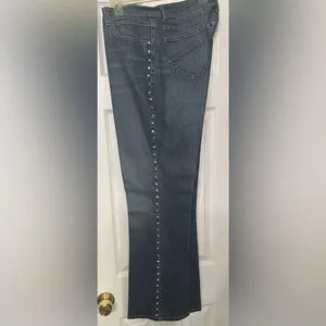 Women's Blue Jeans with Studded Detail thumbnail 2