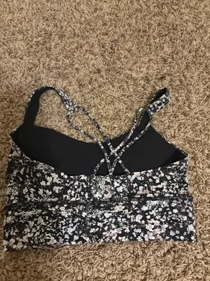 Lululemon Free To Be Bra *Long Line Size 6 Floral Spritz Multi Black White Pads thumbnail 2