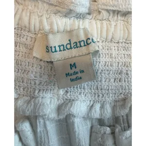 Sundance Gauze Peasant Top White 100%‎ Cotton Smocked Eyelet Boho Granola Girl M thumbnail 6