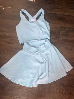 Pink Lily Blue Pleated Activewear Set thumbnail 1