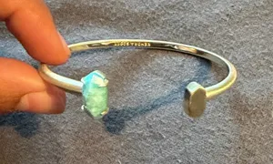 Kendra Scott Gold Open Cuff with Aqua Green Crystal thumbnail 1