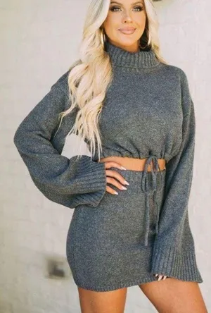 Grey Bell Sleeve Sweater Set thumbnail 2