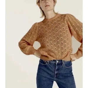 NWT!! J. CREW Balloon Sleeve Cable Knit Sweater Pale‎ Clay Tan Brown X-Small thumbnail 4