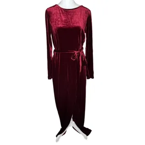 Windsor Dark Red Velvet Maxi Dress L Gothic Romance Formal Gown thumbnail 2