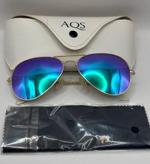 AQS Women Aviator Sunglasses Gold Purple Teal Mirrored‎ Lens with Case & Cloth thumbnail 1