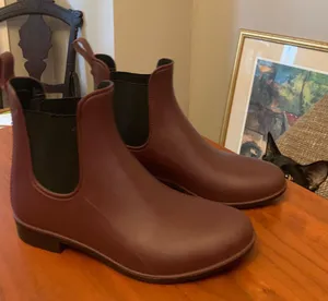 Sam Edelman Tinsley Maroon Rubber Waterproof Women's Chelsea Rain Boots thumbnail 2