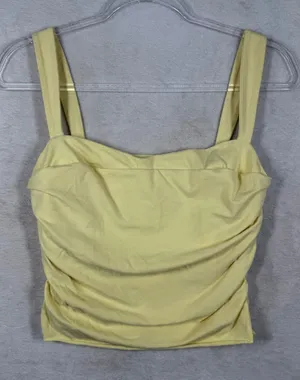 Reformation Yellow Ruched Sleeveless Square Neck Crop Top Tank Medium M thumbnail 1