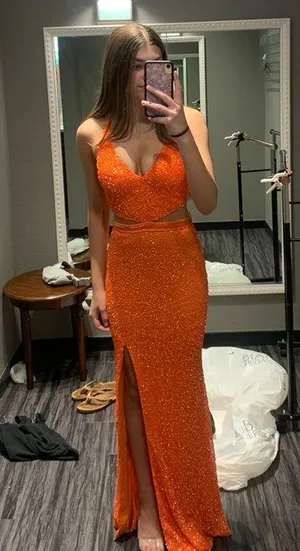 Orange Primavera Prom Dress Size 4 thumbnail 1