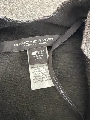 Andrew Marc New York Charcoal/White Poncho with Faux Fur Closure thumbnail 7