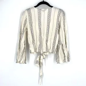 American Eagle Boho Tie Crop blouse Top Angel bell sleeve XS Country Cowgirl‎ thumbnail 4