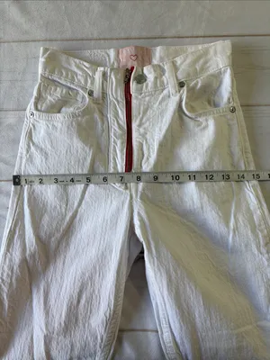 REVICE White Straight-Leg Jeans with Red Heart Patch thumbnail 7