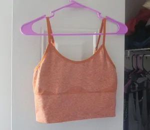 PINK Victoria's Secret active seamless lightly lined sports bra in orange-brown size large. thumbnail 1