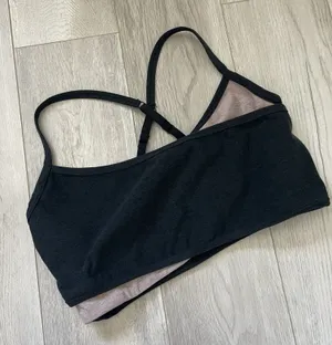 Beyond Yoga Bra layered racerback sports spacedye womens Black Pink (large) gym thumbnail 1
