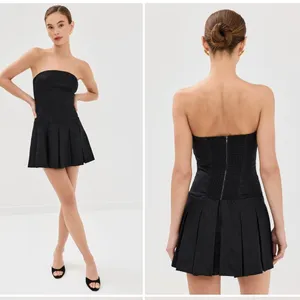 Reformation Isabeli Linen Strapless Mini Dress Black 10 NWT Summer thumbnail 2