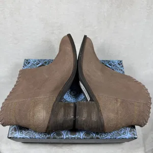 Extrafine Sugar Rachel Taupe Suede Western Fringe Ankle Booties Womens 9.5 thumbnail 7
