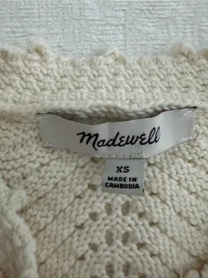 NWT Madewell Pointelle Knit Button Front Sweater Vest Cream XS thumbnail 4