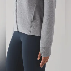 Lululemon Fleece Please Hoodie Jacket Heathered Speckled Medium Grey Size 6 thumbnail 13