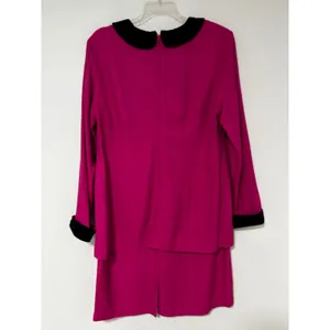 VINTAGE Victoria Holley Magenta Pink Skirt Suit Set Velvet Peter Pan Collar 16 thumbnail 6