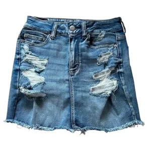 American Eagle Hi-Rise Distressed Denim Mini Jean Skirt Size 4 thumbnail 1