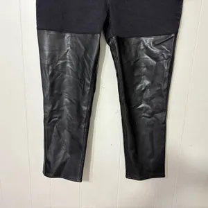 Abercrombie 90s Straight Ultra High Rise Jeans Black Faux Leather Size 34/18 thumbnail 5