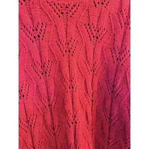 BCBGMAXAZRIA Bright‎ Red Pointelle Knit Chenille Pullover Sweater Size Large thumbnail 2