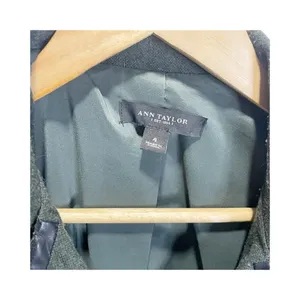 Ann Taylor‎ Blazer Women 4 Green Wool Blend Faux Leather Trim Asymmetric Career thumbnail 6