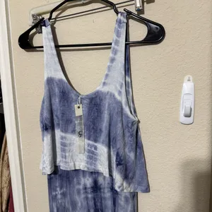 Ya‎ Los Angeles Maxi Dress Long Blue Tie Dye Spaghetti Strap Womens Small thumbnail 2