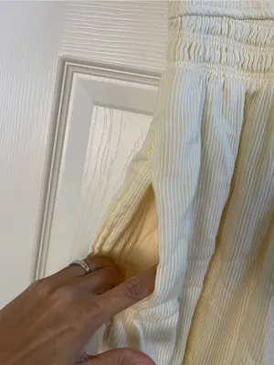 Quince Organic Textured Cotton Smocked V-Neck Midi Dress Pale Custard Yellow L thumbnail 8
