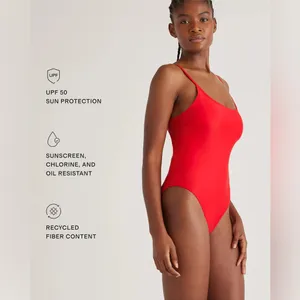 NWOT Quince Italian Cami One-Piece Swimsuit – Red, Size M thumbnail 3