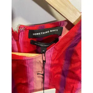 Something Navy Mini Dress Womens M Red Pink Striped Puff Sleeve‎ Crew Neck Party thumbnail 5
