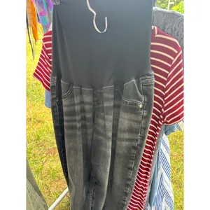 Maternity Skinny Jeans Over Belly Panel Faded Black Stretch Denim Pants thumbnail 5