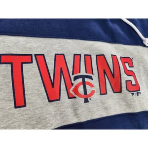 Fanatics Women Minnesota Twins Baseball Navy Stripe Logo Pullover Hoodie Sweatshirt LARGE thumbnail 4