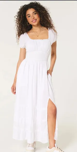 Hollister Saidie Short Sleeve Tie Back Midi Dress thumbnail 1