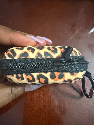 Leopard Print AirPods Earbud Hard Shell Carrying Case w/ Carabiner thumbnail 3