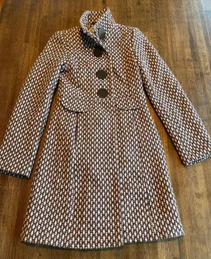 Urban Behavior Wool Peacoat Cream Brown Purple Classic Preppy size xs thumbnail 1