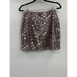 Crystal Doll Womens Pink Champagne Velvet Sequined Mini Skirt Medium NEW thumbnail 9