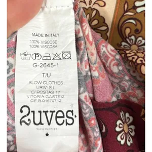 Disney Vintage 2uves Slow Clothes Italy‎ Button-Down Dress OSFM Burgundy Boho thumbnail 6