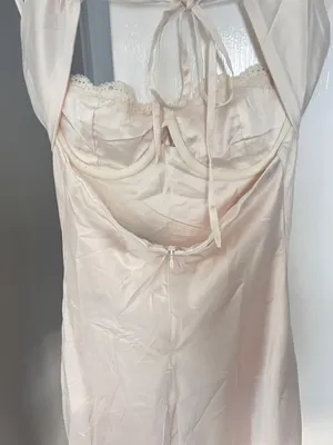 BabyBoo Silky Satin Light Blush Slip Dress with Spaghetti Straps S thumbnail 4